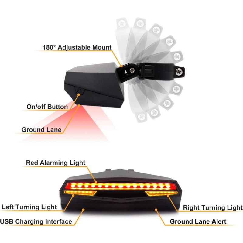 Ampulla C1 LED Sykkelbaklys - Oppladbart, Fjernkontroll, Blinklys, Virtuell Sykkelfil & Nattesynlighet