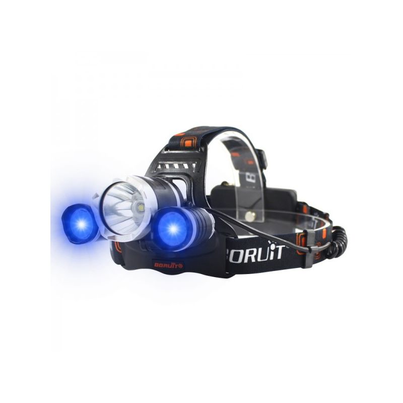 Boruit RJ-3000 LED-hodelykt 1000 lumen vanntett eventyrutstyr T6 hvitt lys XPE R5 grønt lys for camping