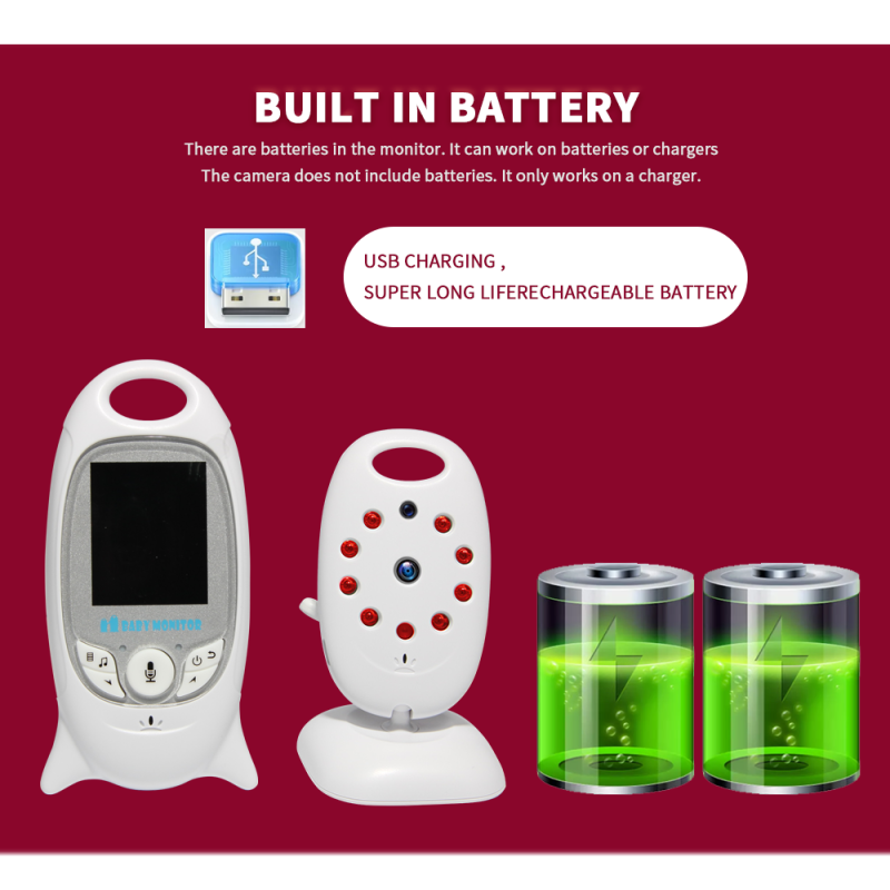 VB601 trådløs video baby monitor med toveis samtale nattsyn IR LED og temperaturovervåking for baby komfort