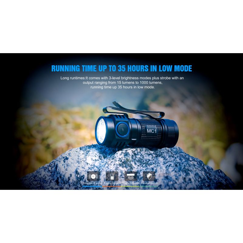 TrustFire MC1 Baton XP-L Hei kompakt 1000 lumens LED lommelykt med magnetisk lading for hverdagsbruk