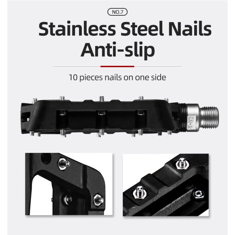 ROCKBROS Ultralight Sykkelpedaler Slitesterk Nylon Forseglet Lager MTB BMX Høykvalitet Ritt Utendørs Sykling