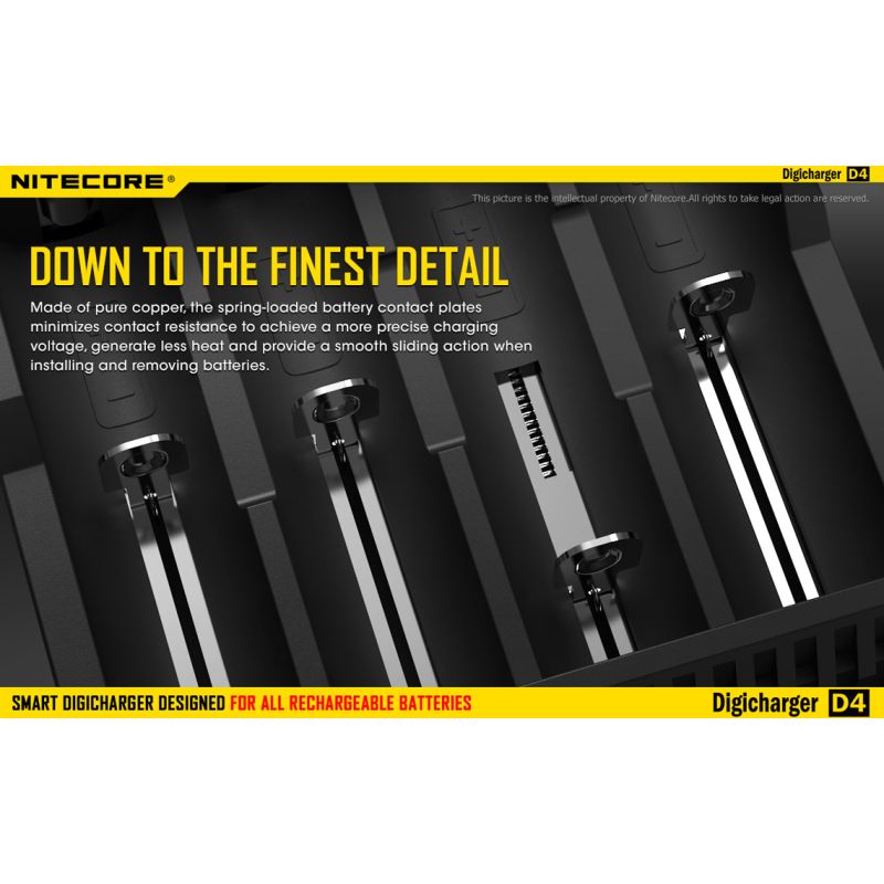 Nitecore D4 Digicharger batterilader med LCD skjerm Li-Ion 18650 Ni-MH sikkerhet og effektivitet retur mulig