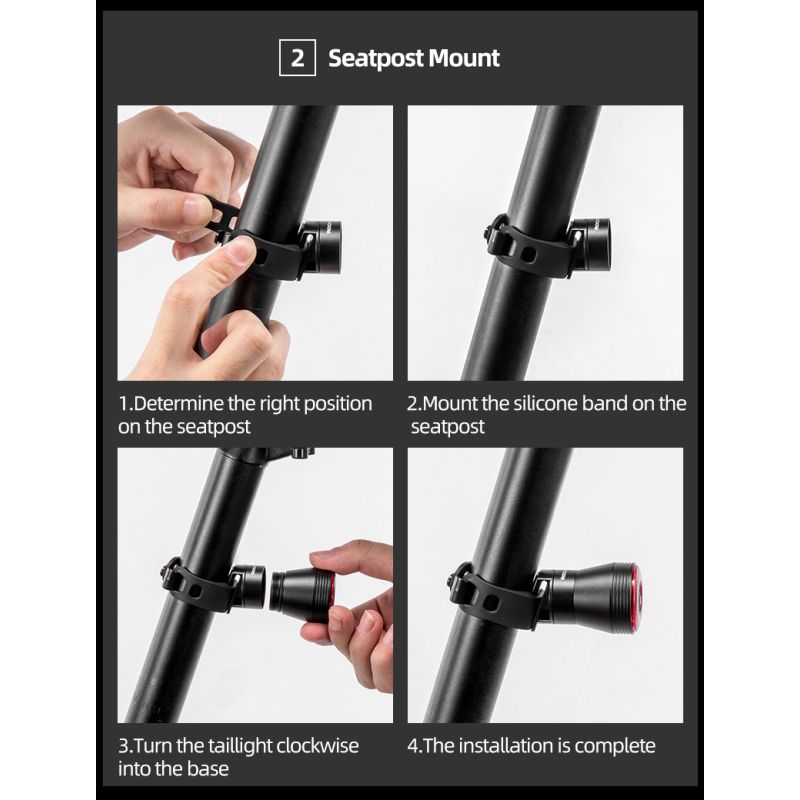 ROCKBROS Q5 Sykkel Smart Lys Auto Bremsesensor LED Baklykt IPx6 Vanntett for Synlighet og Sikkerhet