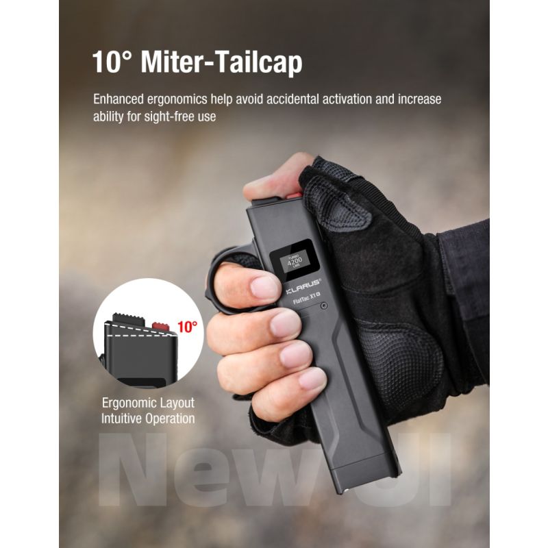 Klarus X1 EDC Lommelykt 4200LM Turbo Lys, Taktisk Nød Utendørs Lys, 175m Rekkevidde, SST-70