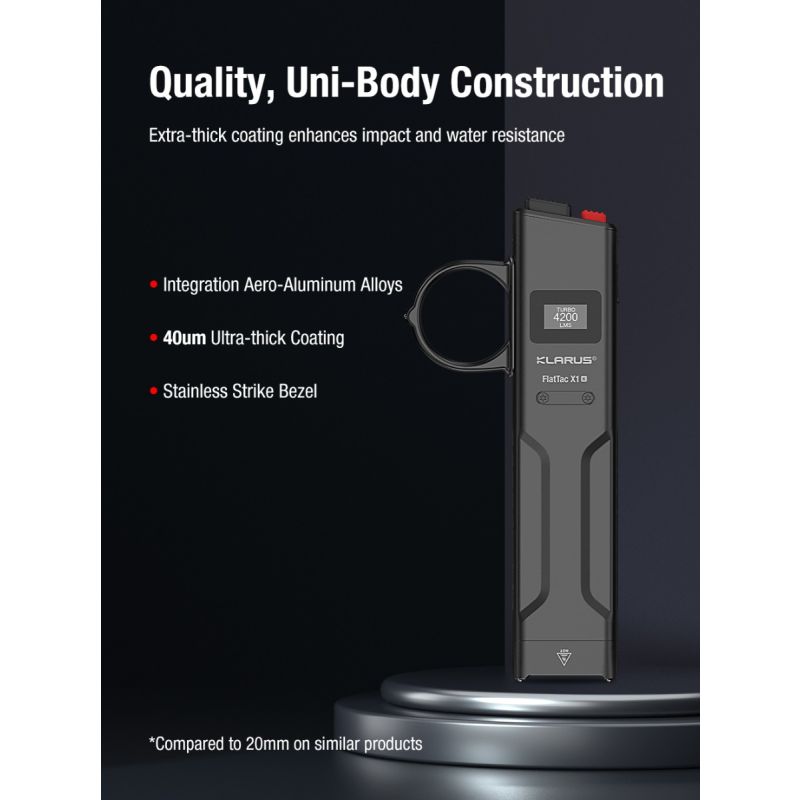 Klarus X1 EDC Lommelykt 4200LM Turbo Lys, Taktisk Nød Utendørs Lys, 175m Rekkevidde, SST-70