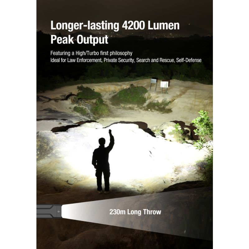 Klarus X1 EDC Lommelykt 4200LM Turbo Lys, Taktisk Nød Utendørs Lys, 175m Rekkevidde, SST-70