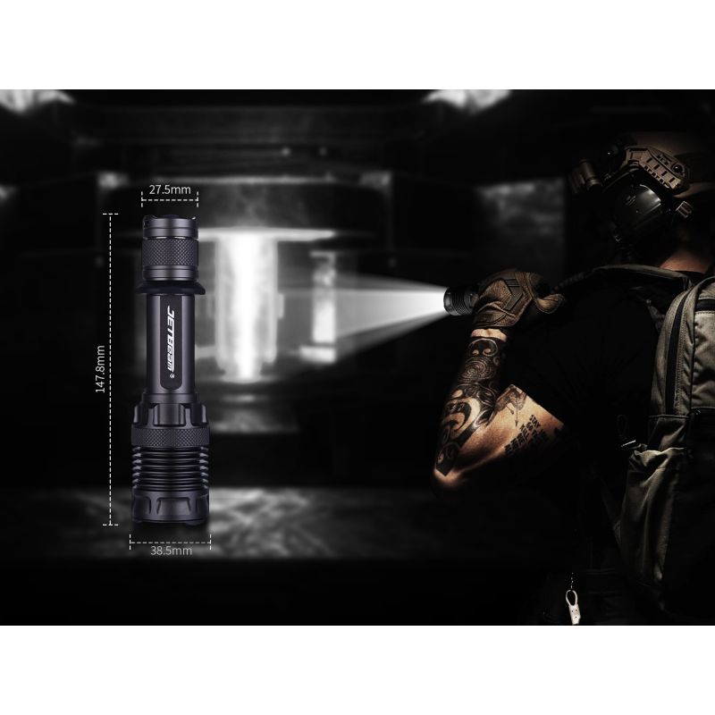 JETBEAM M37 PRO Taktisk Lommelykt m/3700lm høy ytelse, IPX8, 21700 batteri, 48t drift!