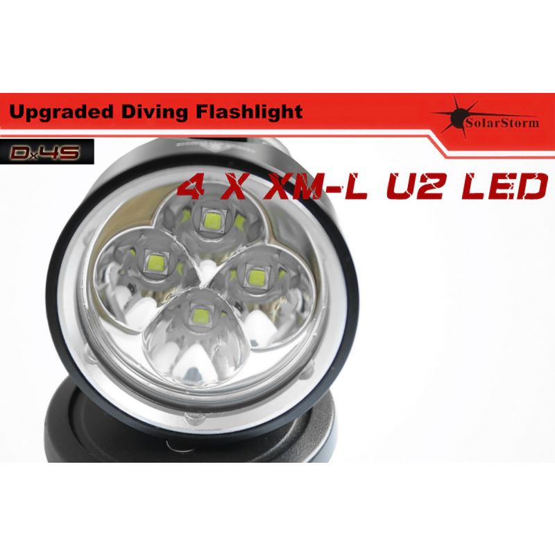 Solarstorm DX4S 4xU2 LED dykkerlommelykt Høy lumen høyytelses IPX8 vanntett dykkeutstyr korallrevdykking