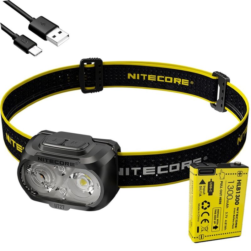 Nitecore UT27 LED hodelykt med kraftig belysning 520 lumen oppladbart batteri allsidige lysmoduser og robust design