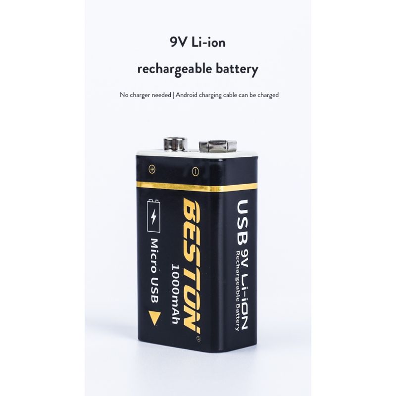 Beston 9V 1000mAh li-ion oppladbart batteri USB lading for RC helikopter mikrofon høy kapasitet og miljøvennlig