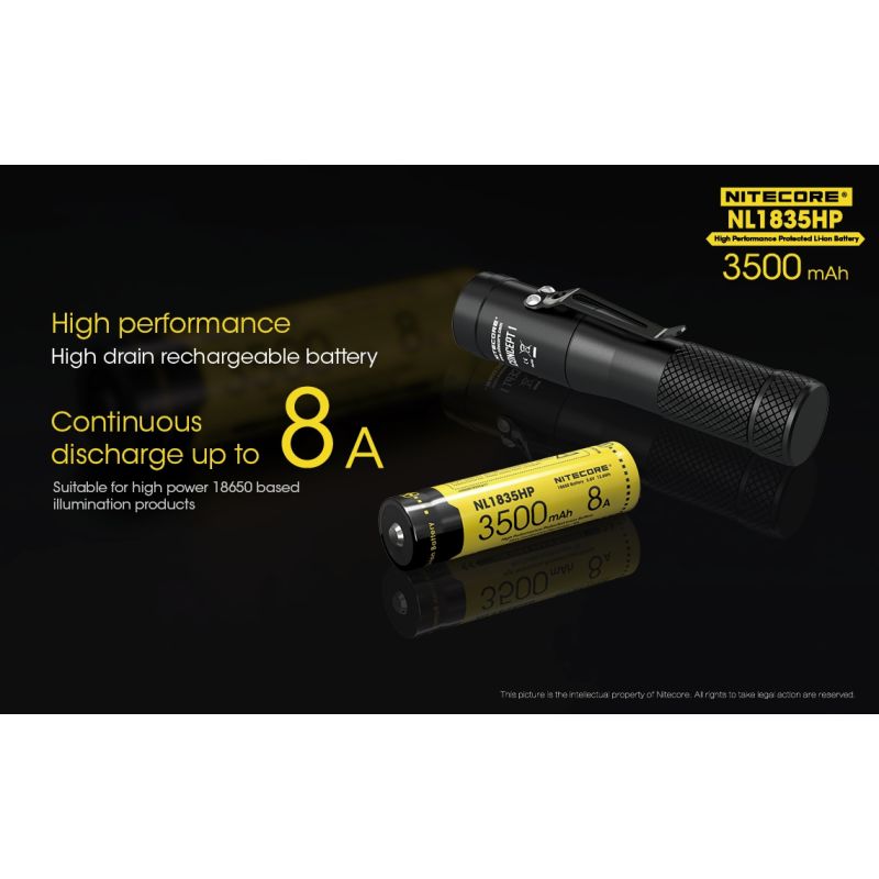 Nitecore NL1835HP 3500mAh høyytelse oppladbart 18650 Li-ion batteri for høy drenering enheter og lommelykter