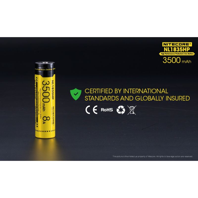 Nitecore NL1835HP 3500mAh høyytelse oppladbart 18650 Li-ion batteri for høy drenering enheter og lommelykter