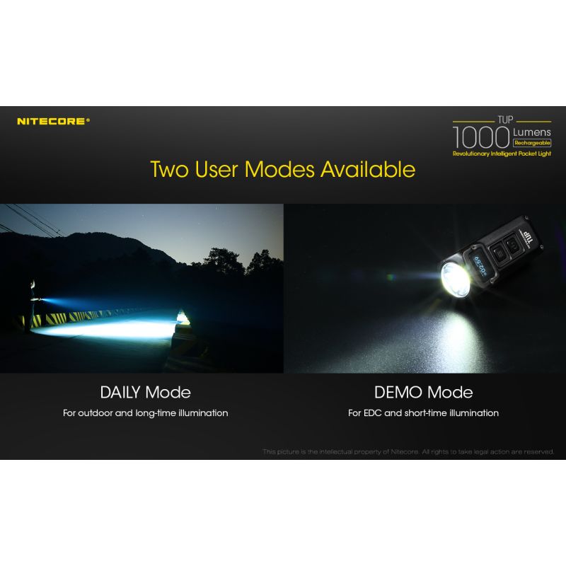 Nitecore TUP kompakt LED lommelykt 1000 lumen USB oppladbar med XP-L HD V6 og OLED skjerm for utendørsutstyr