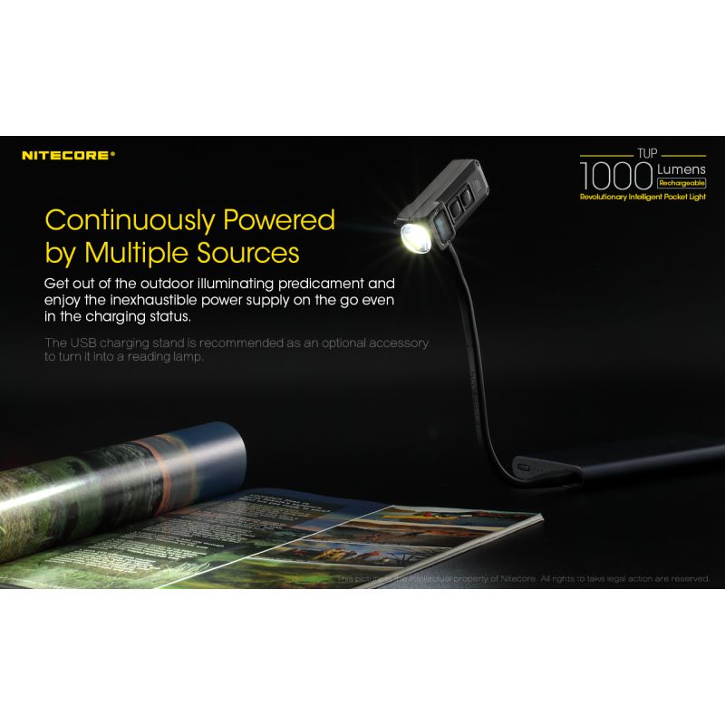 Nitecore TUP kompakt LED lommelykt 1000 lumen USB oppladbar med XP-L HD V6 og OLED skjerm for utendørsutstyr