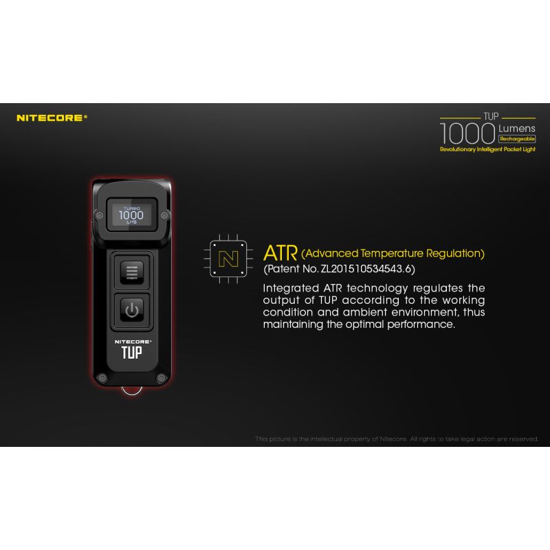 Nitecore TUP kompakt LED lommelykt 1000 lumen USB oppladbar med XP-L HD V6 og OLED skjerm for utendørsutstyr