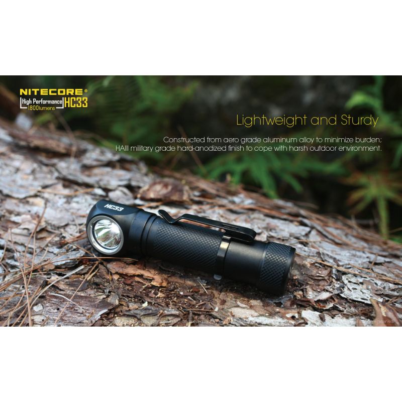 Nitecore HC33 XHP35 LED-hodelykt 1800 lumen justerbar vinkel for campingutstyr og profesjonell utendørsbruk