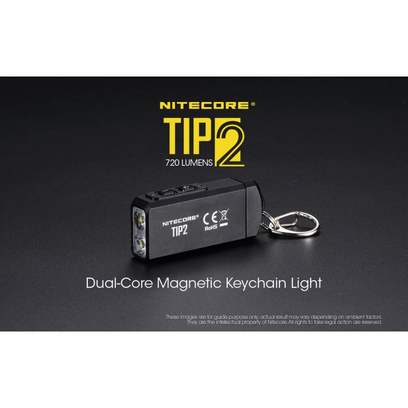 Nitecore TIP2 USB-oppladbar nøkkelringlommelykt 720 lumen Kompakt LED-belysning for camping og daglig bruk