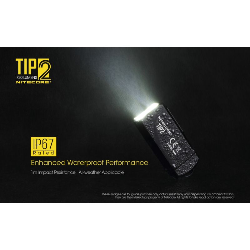 Nitecore TIP2 USB-oppladbar nøkkelringlommelykt 720 lumen Kompakt LED-belysning for camping og daglig bruk