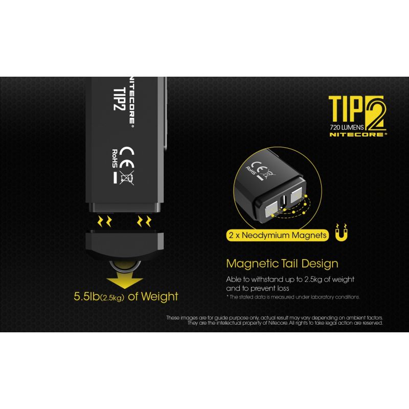 Nitecore TIP2 USB-oppladbar nøkkelringlommelykt 720 lumen Kompakt LED-belysning for camping og daglig bruk