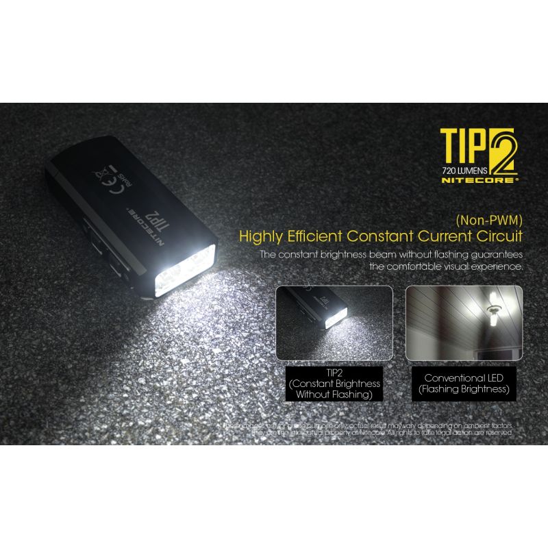 Nitecore TIP2 USB-oppladbar nøkkelringlommelykt 720 lumen Kompakt LED-belysning for camping og daglig bruk