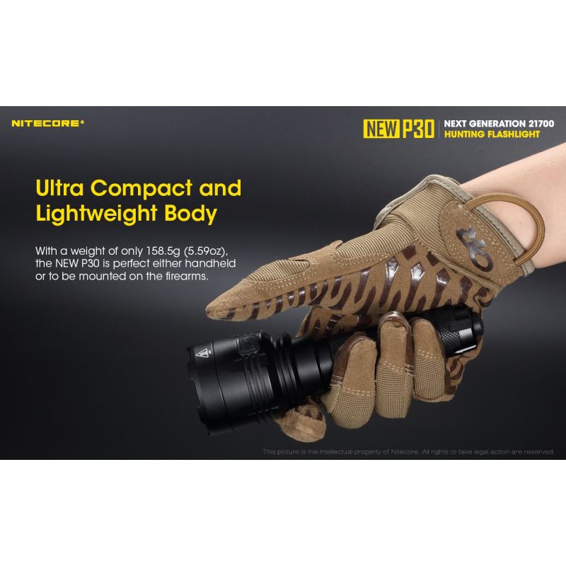 Nitecore NY P30 XP-L HI V3 Kompakt høyytelses LED-lommelykt 1000 lumen 618 meter rekkevidde utendørs bruk