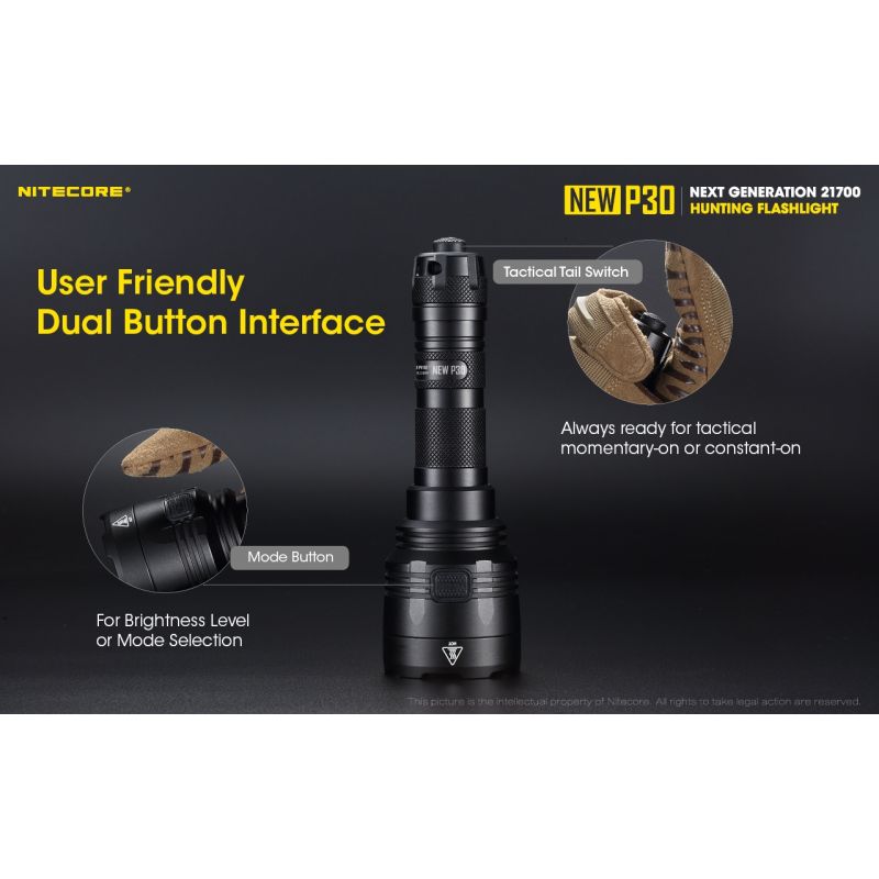 Nitecore NY P30 XP-L HI V3 Kompakt høyytelses LED-lommelykt 1000 lumen 618 meter rekkevidde utendørs bruk