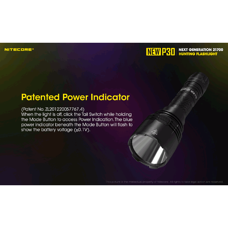 Nitecore NY P30 XP-L HI V3 Kompakt høyytelses LED-lommelykt 1000 lumen 618 meter rekkevidde utendørs bruk