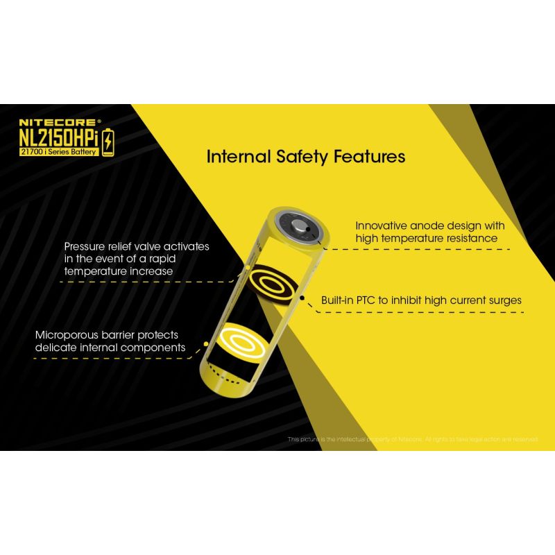 NITECORE NL2150HPI 5000mAh 3.6V 18Wh 21700 Li-ion oppladbart batteri høy ytelse for lommelyktbatteri