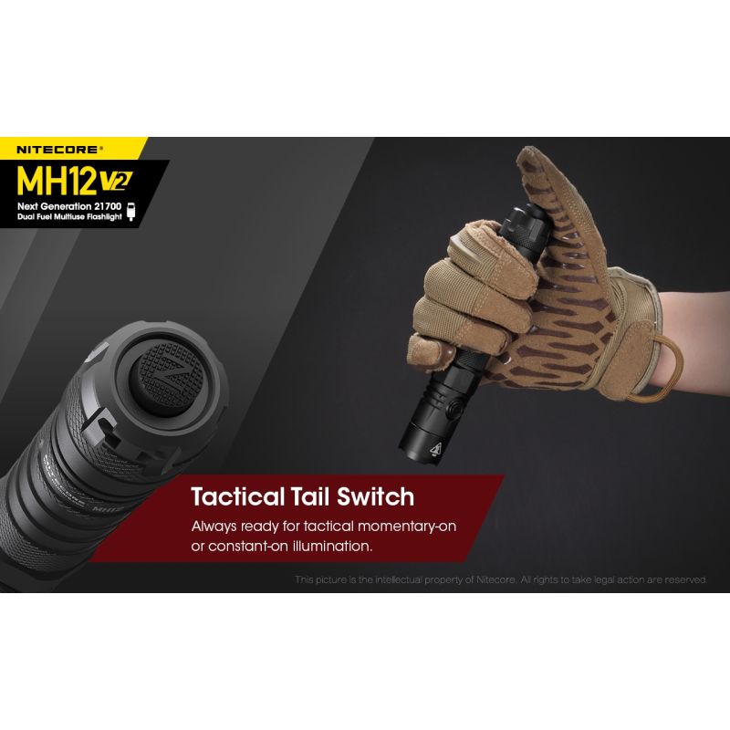 Nitecore MH12 V2 XP-L2 V6 LED 1200 lumen robust lommelykt med utendørs belysning og allsidige strømalternativer