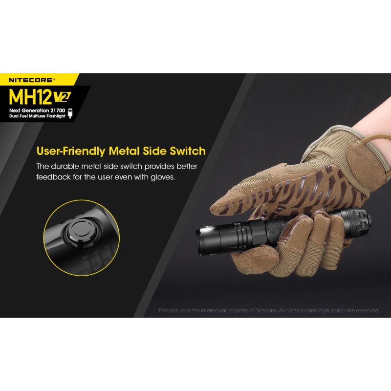 Nitecore MH12 V2 XP-L2 V6 LED 1200 lumen robust lommelykt med utendørs belysning og allsidige strømalternativer