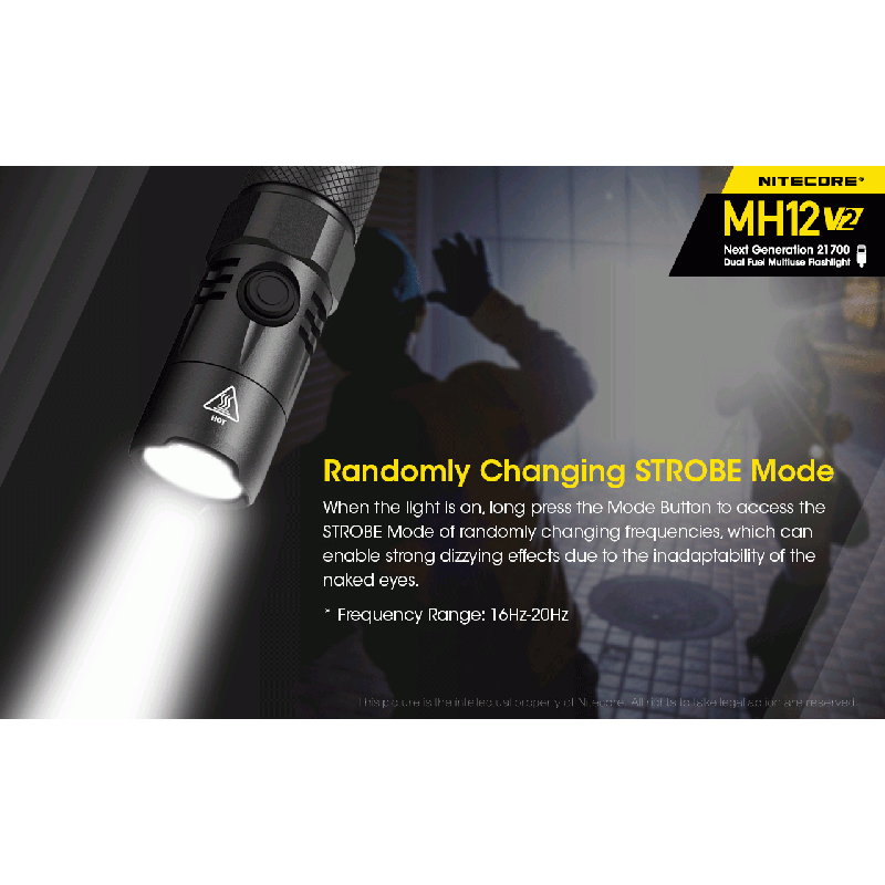 Nitecore MH12 V2 XP-L2 V6 LED 1200 lumen robust lommelykt med utendørs belysning og allsidige strømalternativer