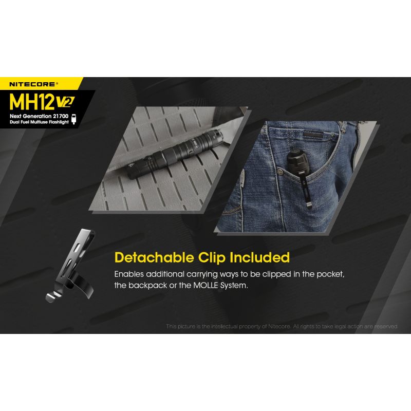 Nitecore MH12 V2 XP-L2 V6 LED 1200 lumen robust lommelykt med utendørs belysning og allsidige strømalternativer