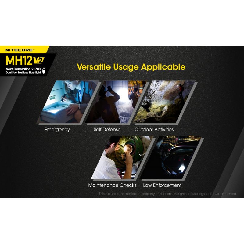 Nitecore MH12 V2 XP-L2 V6 LED 1200 lumen robust lommelykt med utendørs belysning og allsidige strømalternativer