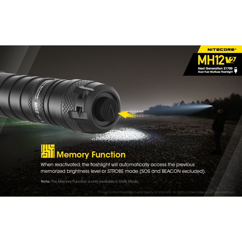 Nitecore MH12 V2 XP-L2 V6 LED 1200 lumen robust lommelykt med utendørs belysning og allsidige strømalternativer