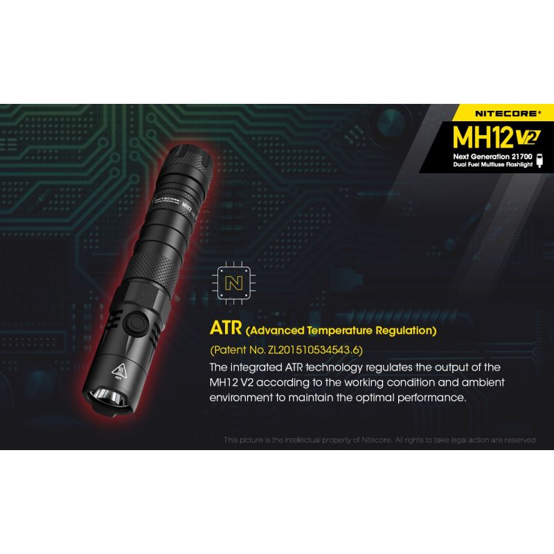 Nitecore MH12 V2 XP-L2 V6 LED 1200 lumen robust lommelykt med utendørs belysning og allsidige strømalternativer