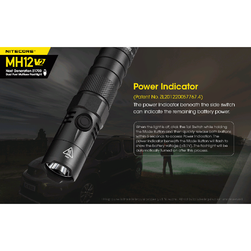 Nitecore MH12 V2 XP-L2 V6 LED 1200 lumen robust lommelykt med utendørs belysning og allsidige strømalternativer
