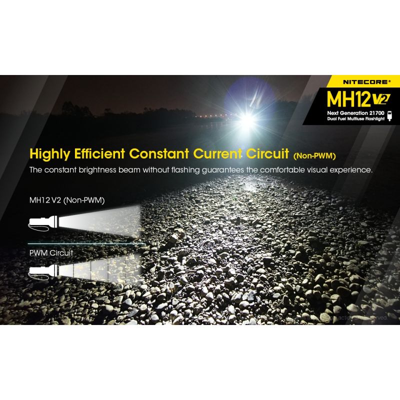 Nitecore MH12 V2 XP-L2 V6 LED 1200 lumen robust lommelykt med utendørs belysning og allsidige strømalternativer