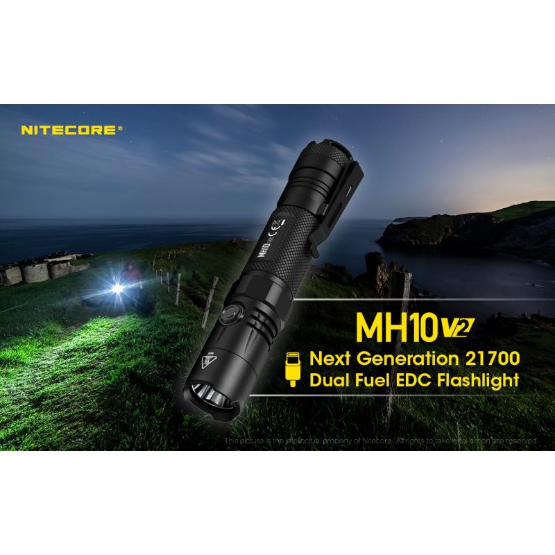 Nitecore MH10 V2 lommelykt 1200 lumens kraftig lysstråle USB-C lading kompakt og solid utendørs lys