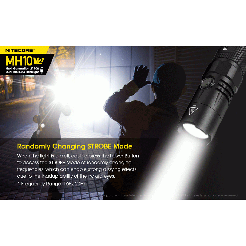 Nitecore MH10 V2 lommelykt 1200 lumens kraftig lysstråle USB-C lading kompakt og solid utendørs lys
