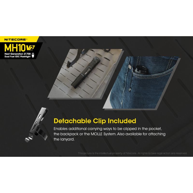 Nitecore MH10 V2 lommelykt 1200 lumens kraftig lysstråle USB-C lading kompakt og solid utendørs lys