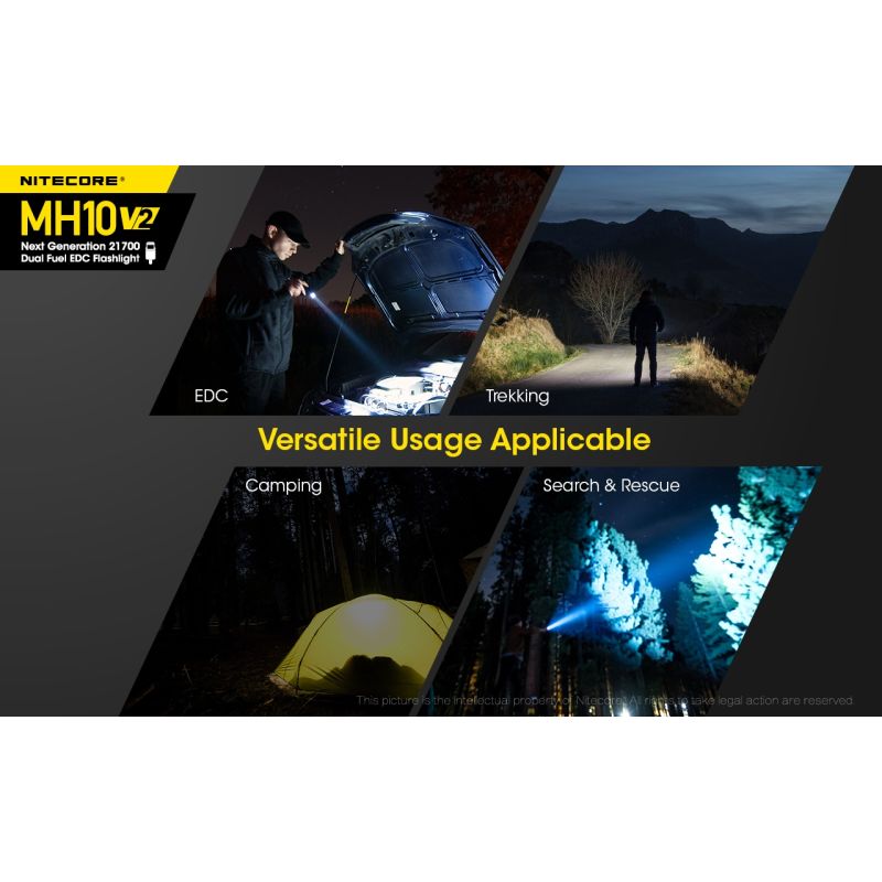 Nitecore MH10 V2 lommelykt 1200 lumens kraftig lysstråle USB-C lading kompakt og solid utendørs lys
