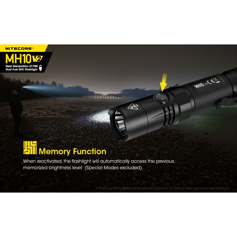 Nitecore MH10 V2 lommelykt 1200 lumens kraftig lysstråle USB-C lading kompakt og solid utendørs lys