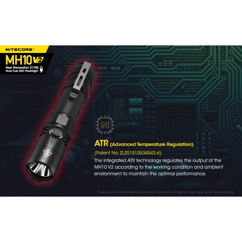 Nitecore MH10 V2 lommelykt 1200 lumens kraftig lysstråle USB-C lading kompakt og solid utendørs lys