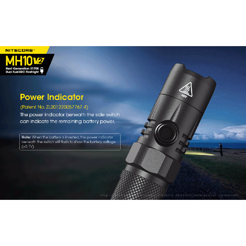 Nitecore MH10 V2 lommelykt 1200 lumens kraftig lysstråle USB-C lading kompakt og solid utendørs lys