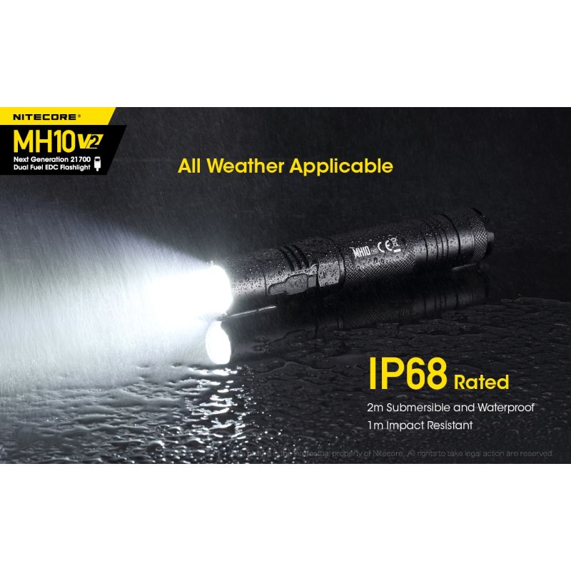 Nitecore MH10 V2 lommelykt 1200 lumens kraftig lysstråle USB-C lading kompakt og solid utendørs lys