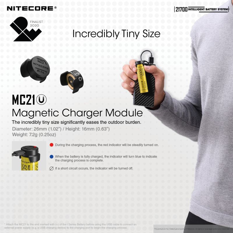 NITECORE 21700 intelligent batterisystem med ML21 magnetisk lys og MPB21 powerbank for utendørsentusiaster