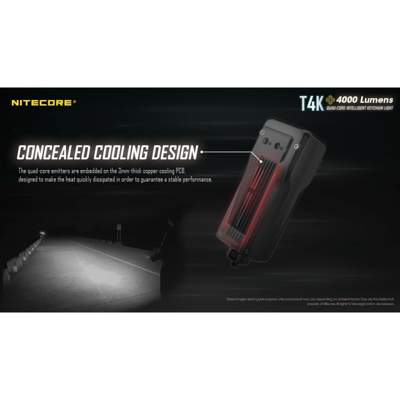 Nitecore T4K bærbar nøkkelringlommelykt 4000 lumen USB-C lading kompakt design for profesjonell bruk