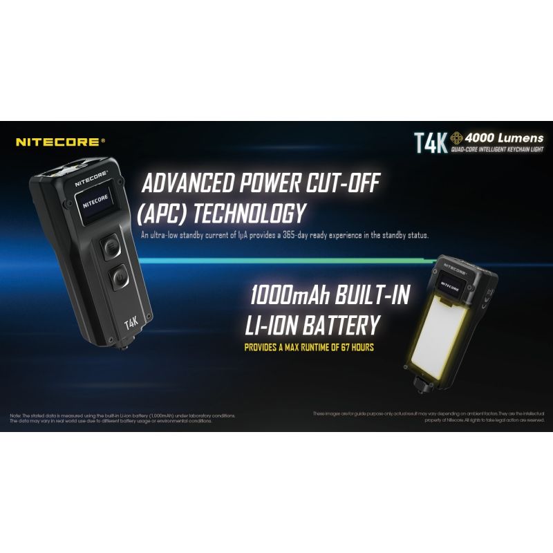 Nitecore T4K bærbar nøkkelringlommelykt 4000 lumen USB-C lading kompakt design for profesjonell bruk
