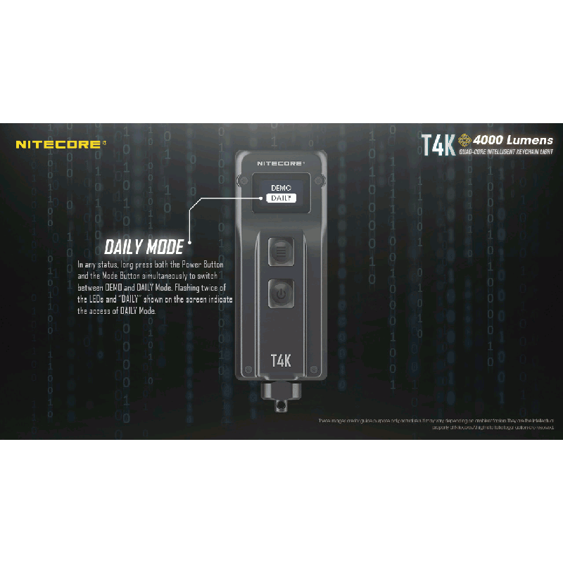 Nitecore T4K bærbar nøkkelringlommelykt 4000 lumen USB-C lading kompakt design for profesjonell bruk