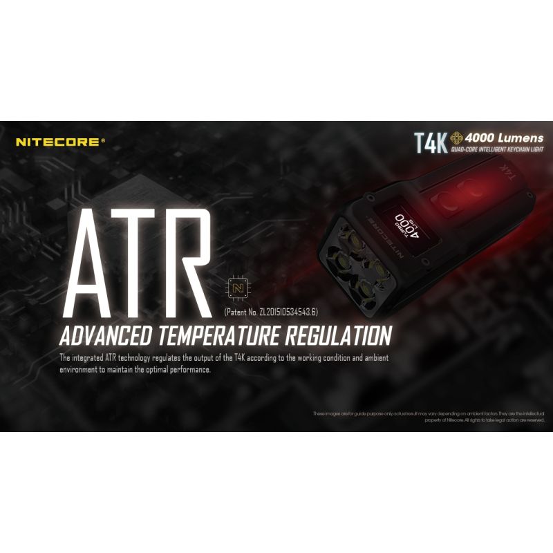 Nitecore T4K bærbar nøkkelringlommelykt 4000 lumen USB-C lading kompakt design for profesjonell bruk